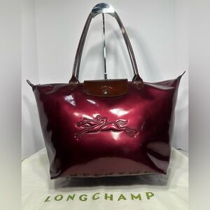 Longchamp Victoire Patent Leather Bordeaux Modele Depose Limited Edition Bag